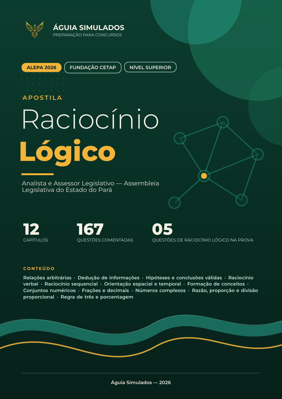 Capa da Apostila de Raciocínio Lógico — Analista e Assessor Legislativo, ALEPA 2026