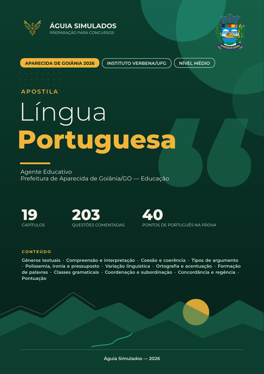 Capa da Apostila de Língua Portuguesa — Aparecida de Goiânia 2026