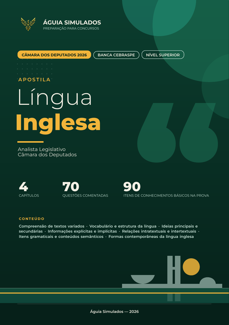 Capa da Apostila de Língua Inglesa — Câmara dos Deputados 2026