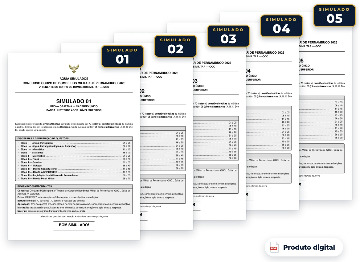 Capas dos simulados do pack — CBM PE 2026