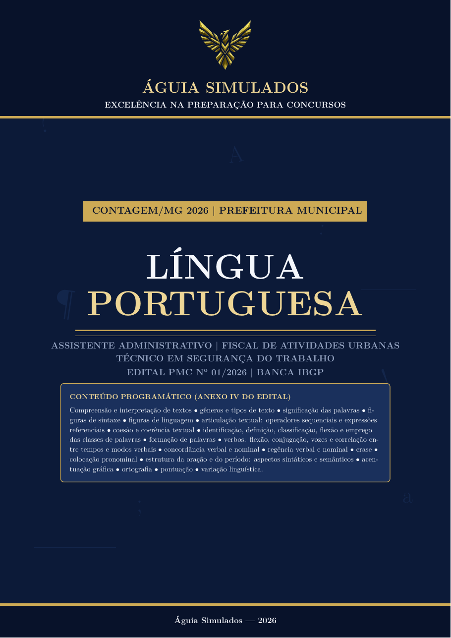 Apostila Bônus de Língua Portuguesa – Contagem/MG 2026, Edital PMC nº 01/2026
