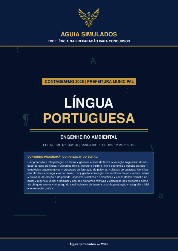 Apostila de Língua Portuguesa – Contagem/MG 2026, Edital PMC nº 01/2026