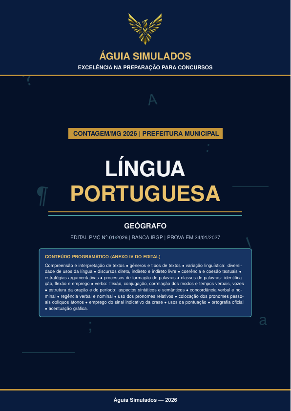 Apostila de Língua Portuguesa – Contagem/MG 2026, Edital PMC nº 01/2026