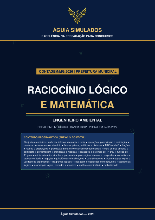 Apostila de Raciocínio Lógico e Matemática – Contagem/MG 2026, Edital PMC nº 01/2026