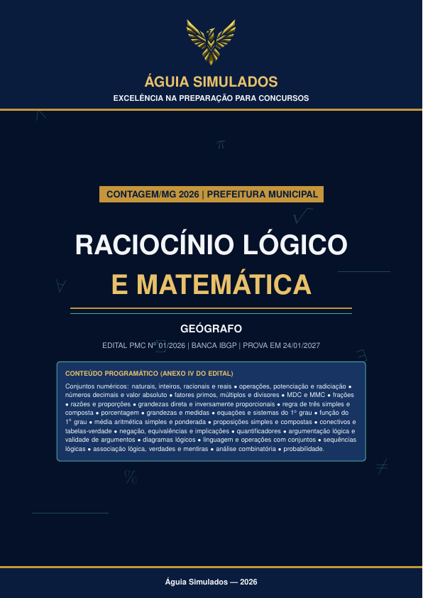 Apostila de Raciocínio Lógico e Matemática – Contagem/MG 2026, Edital PMC nº 01/2026