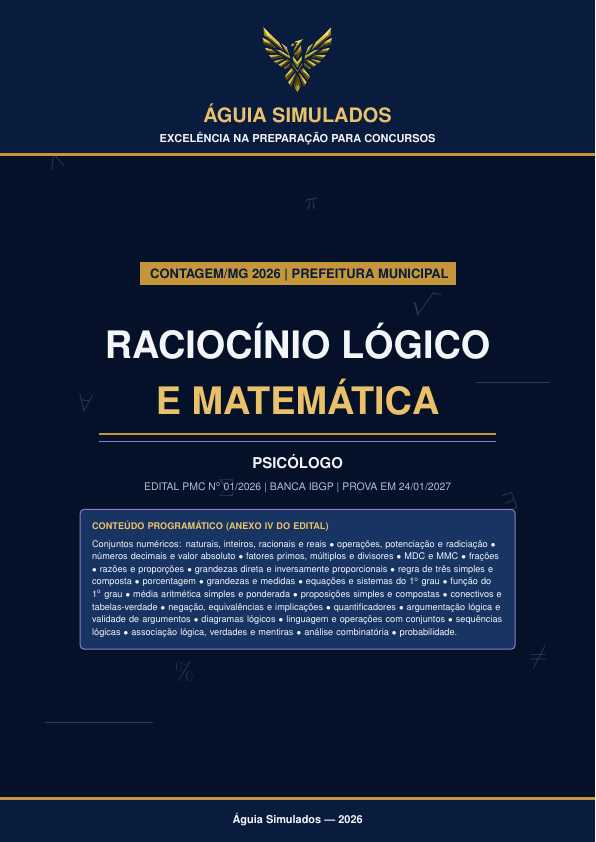 Apostila de Raciocínio Lógico e Matemática – Contagem/MG 2026, Edital PMC nº 01/2026