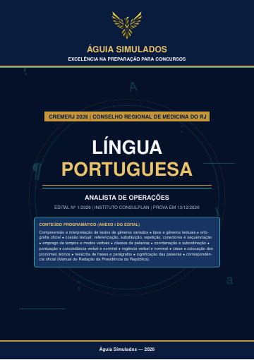 Capa da Apostila de Língua Portuguesa — Analista de Operações, CREMERJ 2026