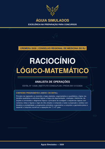 Capa da Apostila de Raciocínio Lógico-Matemático — Analista de Operações, CREMERJ 2026