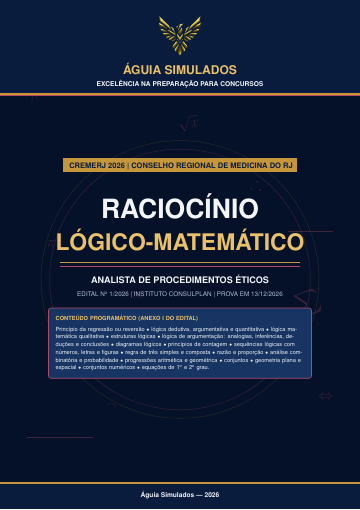 Capa da Apostila de Raciocínio Lógico-Matemático — Analista de Procedimentos Éticos, CREMERJ 2026