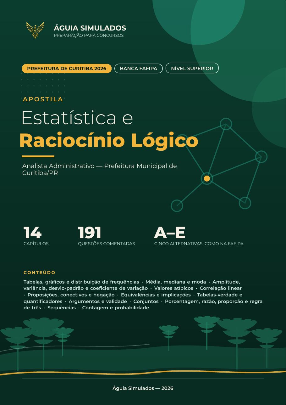Capa da Apostila de Estatística e Raciocínio Lógico — Curitiba/PR 2026