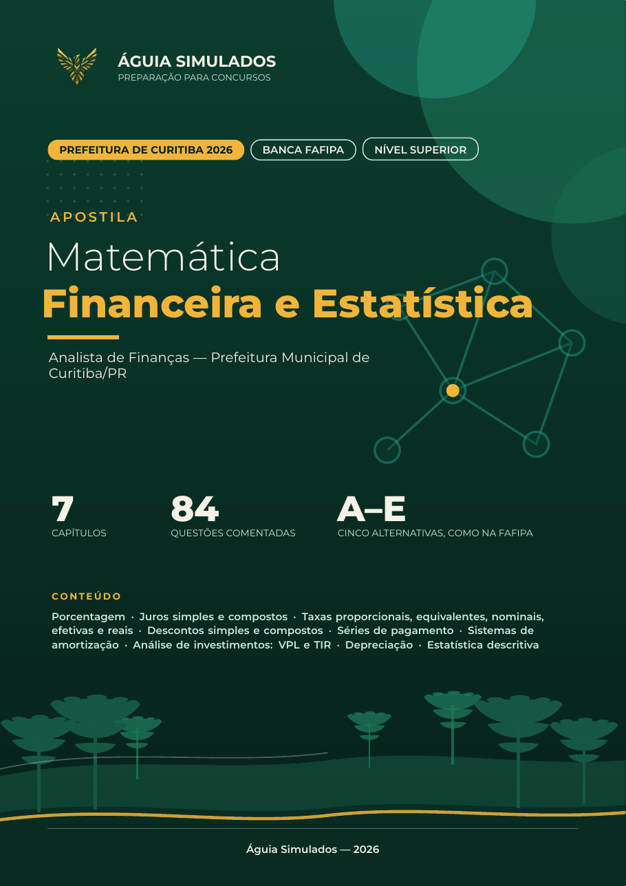 Capa da Apostila de Matemática Financeira e Estatística — Curitiba/PR 2026