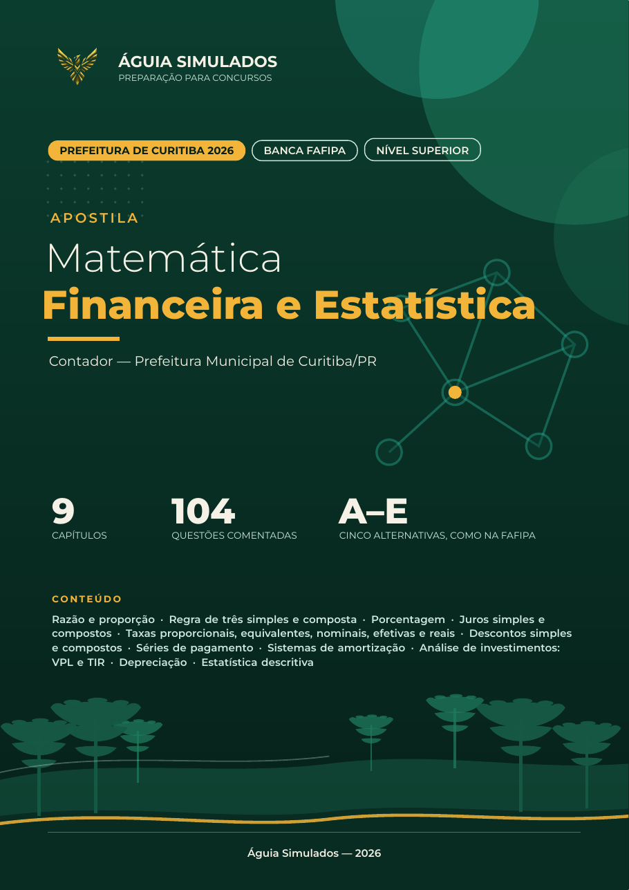 Capa da Apostila de Matemática Financeira e Estatística — Curitiba/PR 2026
