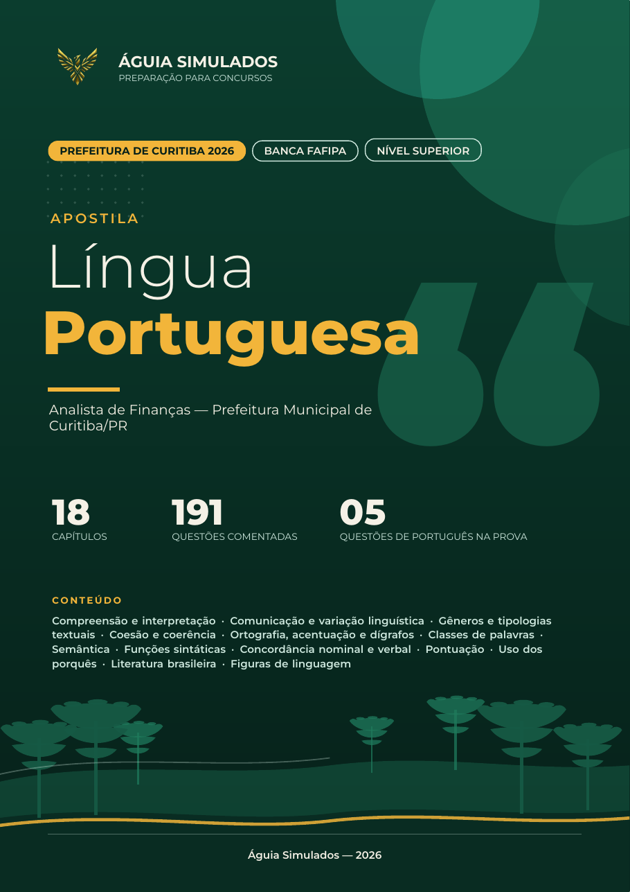 Capa da Apostila de Língua Portuguesa — Curitiba/PR 2026