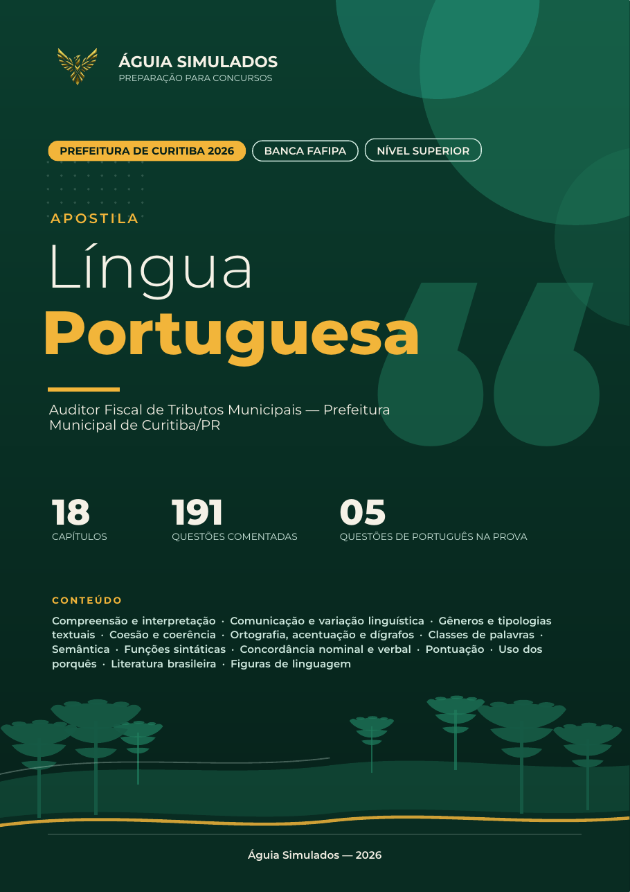 Capa da Apostila de Língua Portuguesa — Curitiba/PR 2026