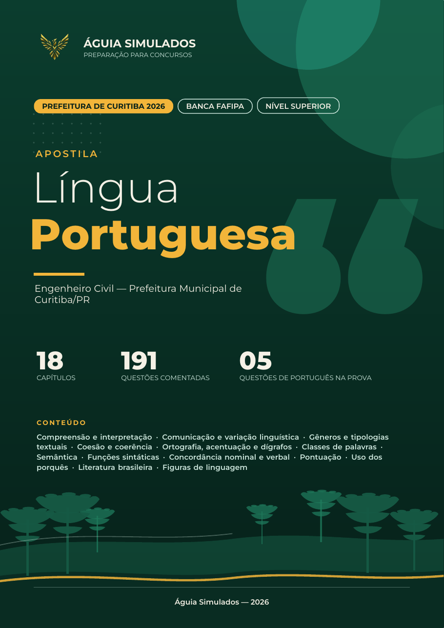 Capa da Apostila de Língua Portuguesa — Curitiba/PR 2026