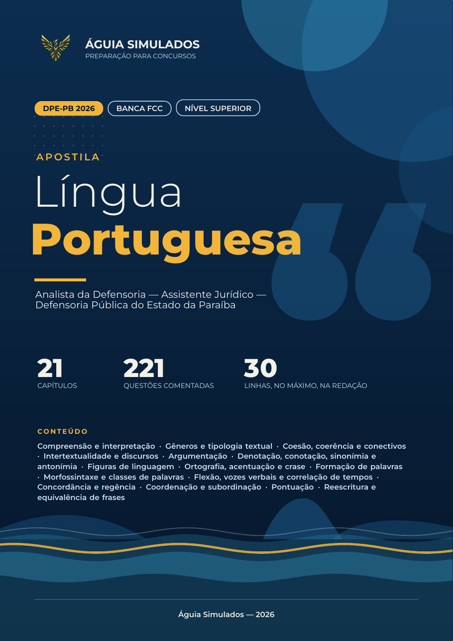 Capa da Apostila de Língua Portuguesa — DPE-PB 2026
