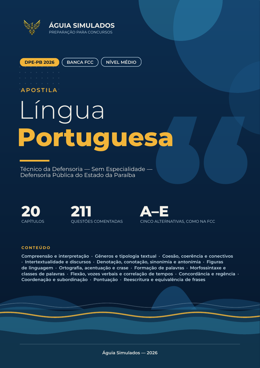 Capa da Apostila de Língua Portuguesa — DPE-PB 2026