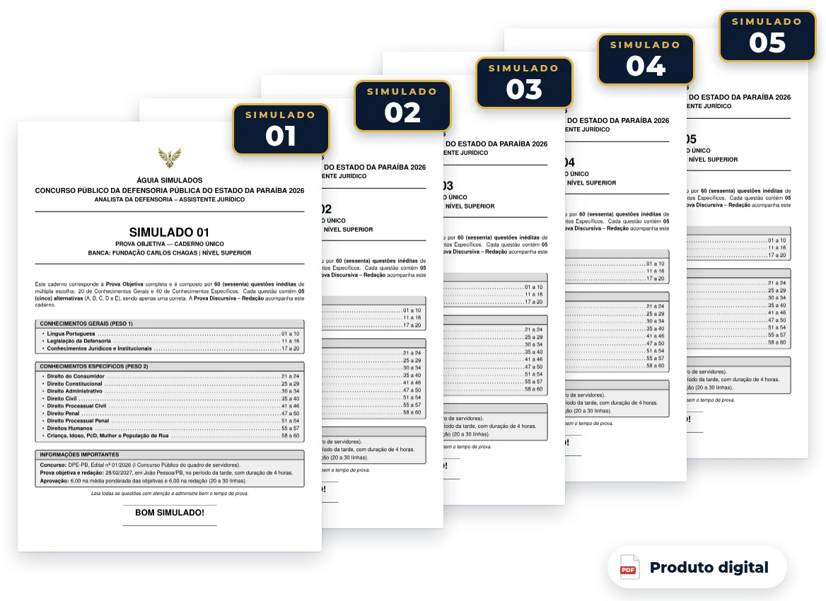Capas dos simulados do pack — DPE-PB 2026