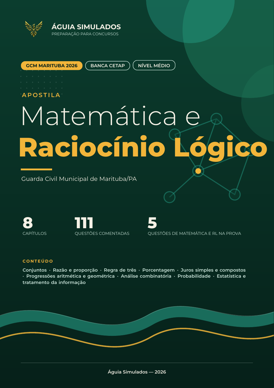 Capa da Apostila de Matemática e Raciocínio Lógico — GCM Marituba/PA 2026