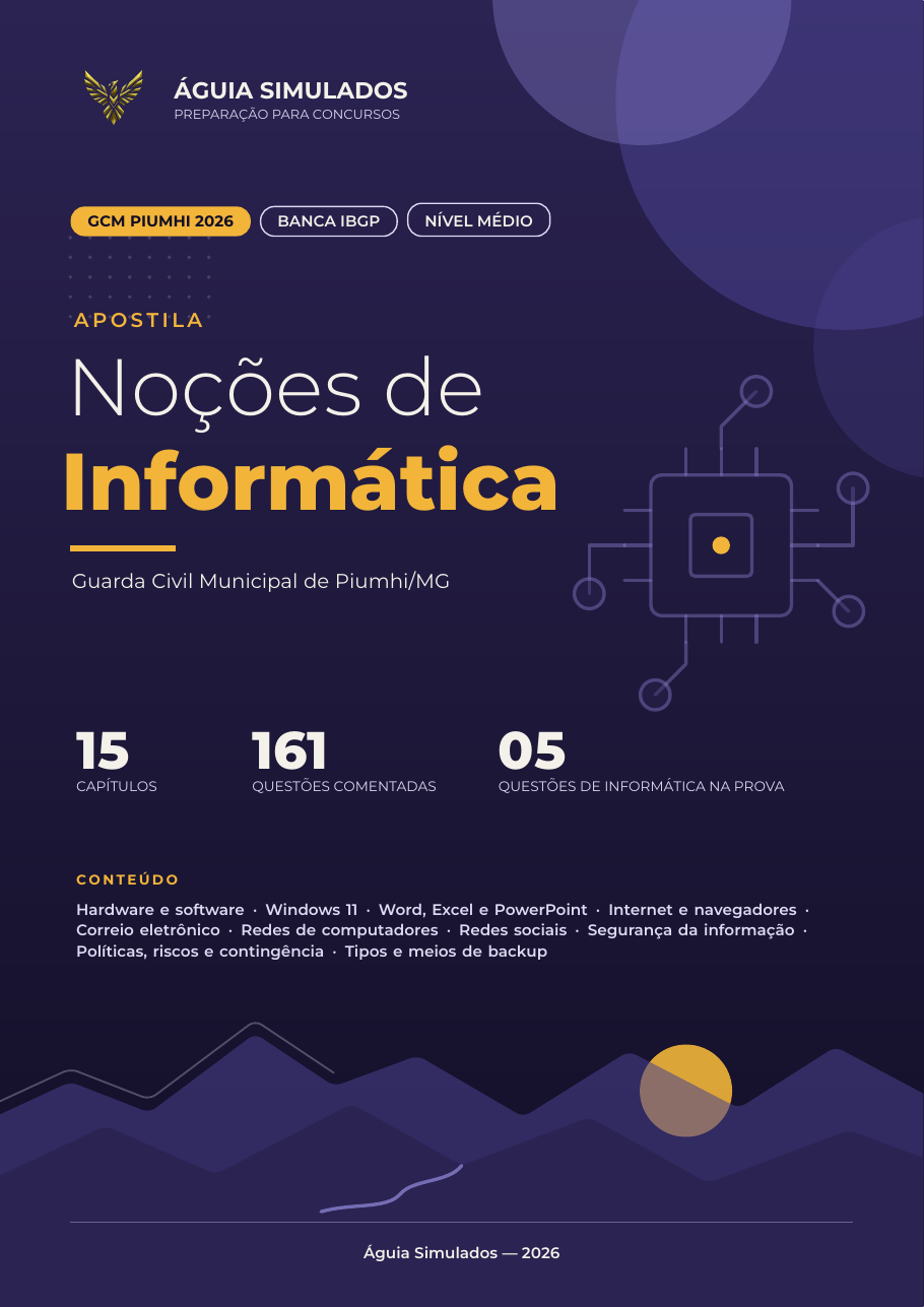Capa da Apostila de Noções de Informática — Guarda Civil Municipal de Piumhi/MG 2026