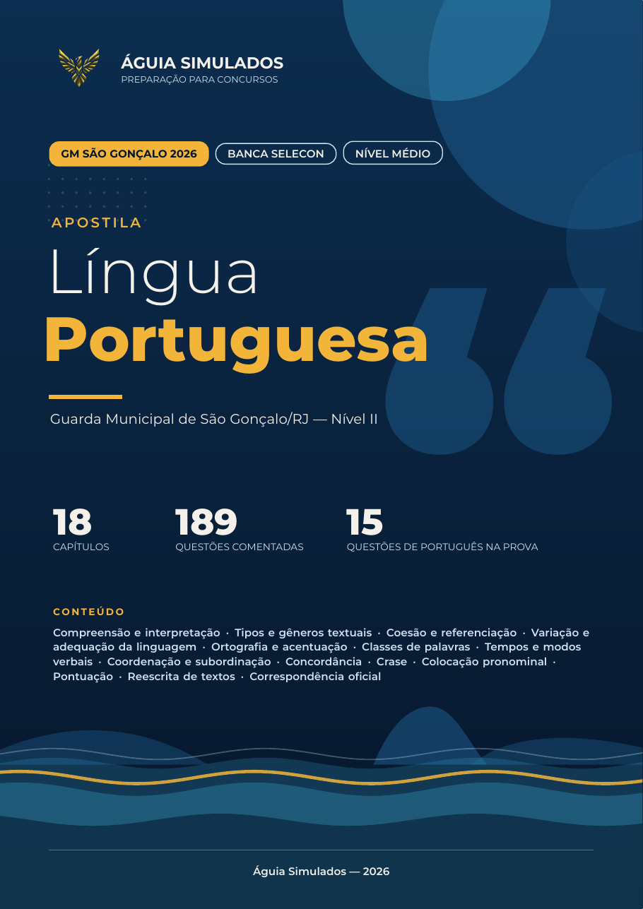Capa da Apostila de Língua Portuguesa — Guarda Municipal de São Gonçalo/RJ 2026
