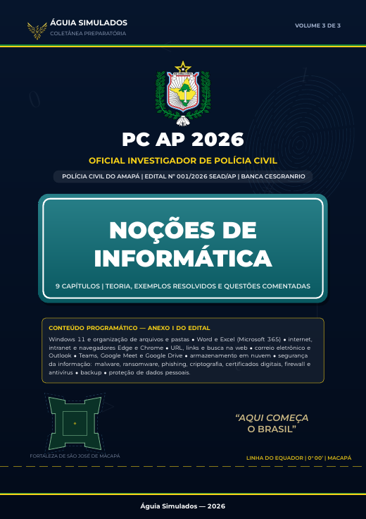 Capa da Apostila de Noções de Informática, PC AP 2026
