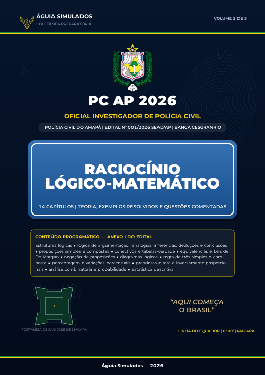 Capa da Apostila de Raciocínio Lógico-Matemático, PC AP 2026