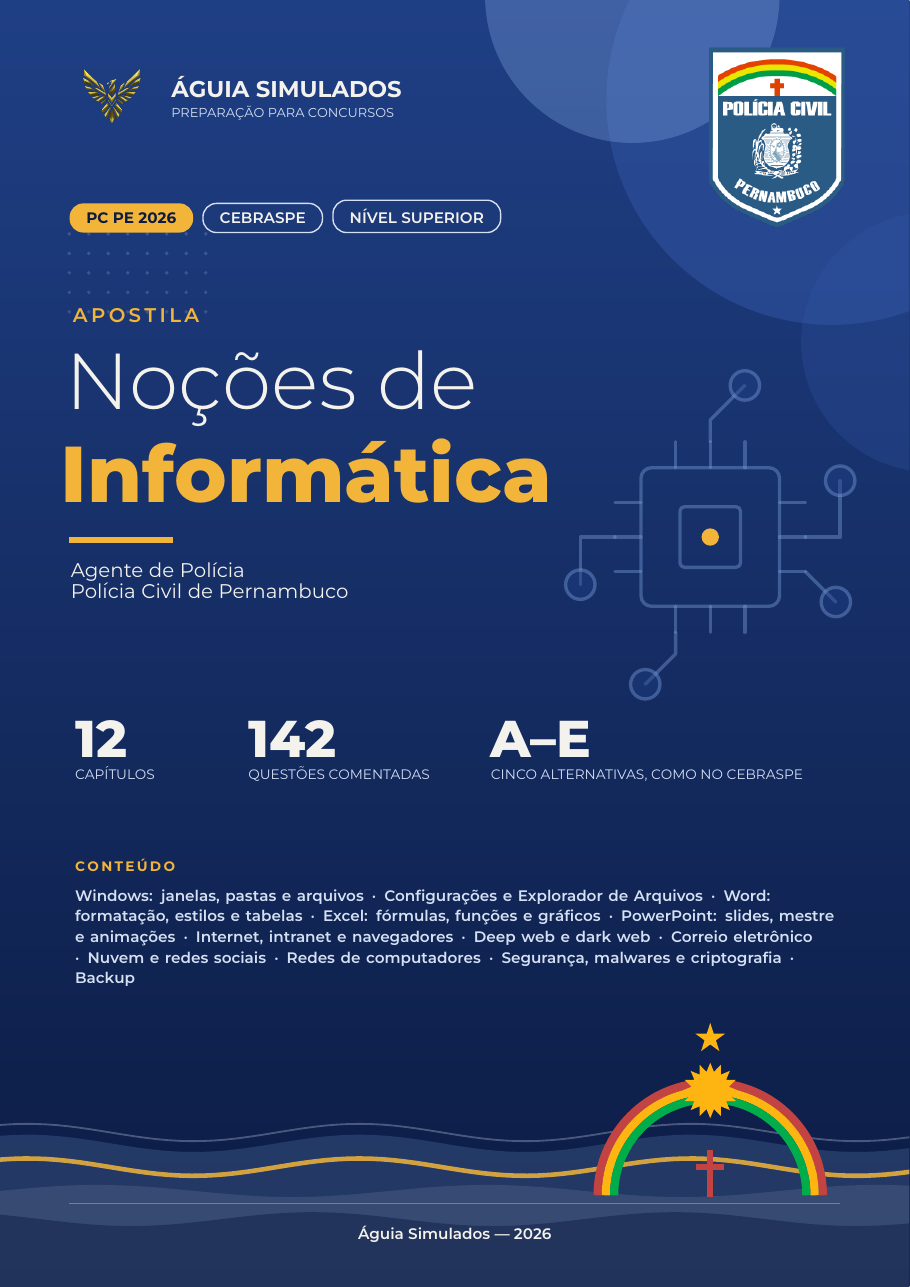 Capa da Apostila de Informática — PC PE 2026, Agente de Polícia