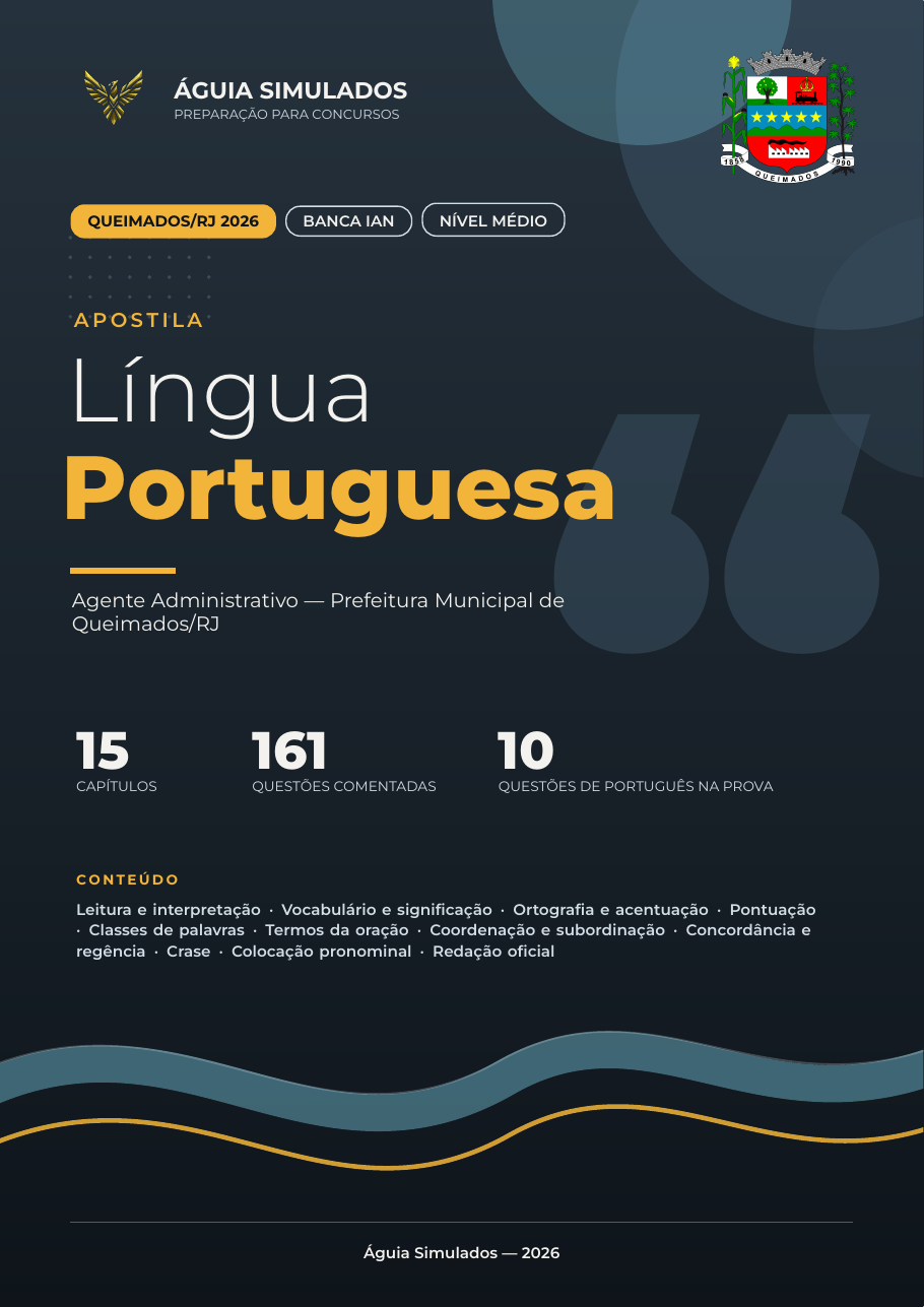 Capa da Apostila de Língua Portuguesa — Queimados/RJ 2026