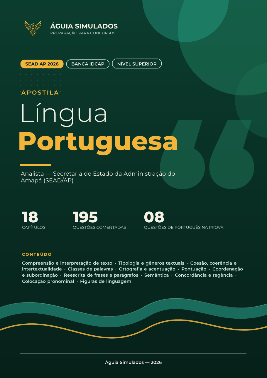 Capa da Apostila de Língua Portuguesa — Analista Administrativo, SEAD AP 2026