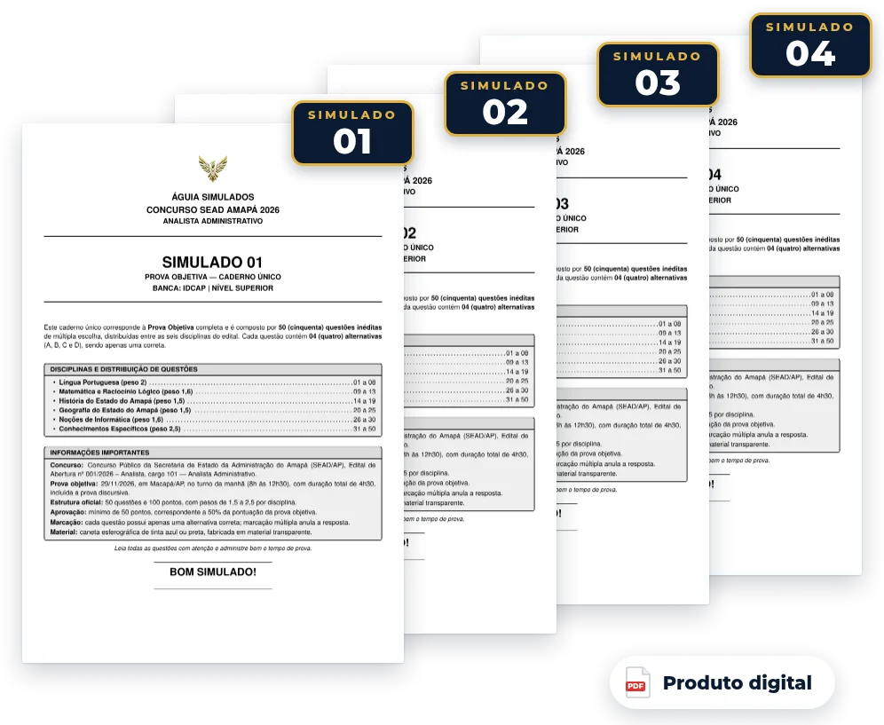 Capas dos simulados do pack — SEAD AP 2026