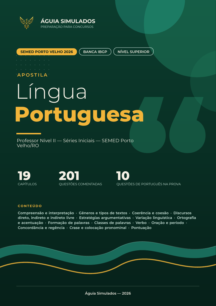 Capa da Apostila de Língua Portuguesa — SEMED Porto Velho 2026