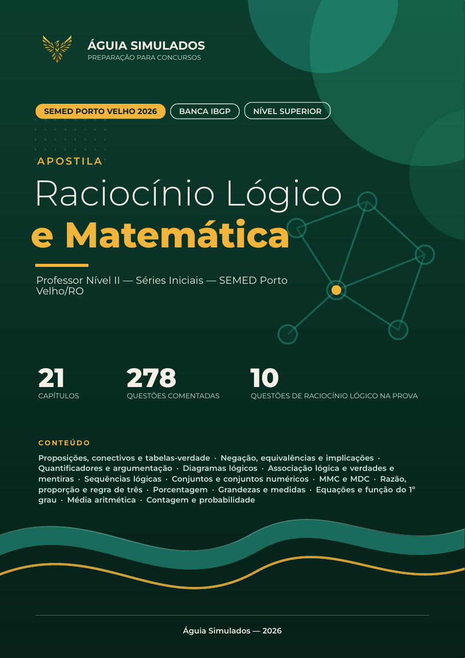 Capa da Apostila de Raciocínio Lógico e Matemática — SEMED Porto Velho 2026