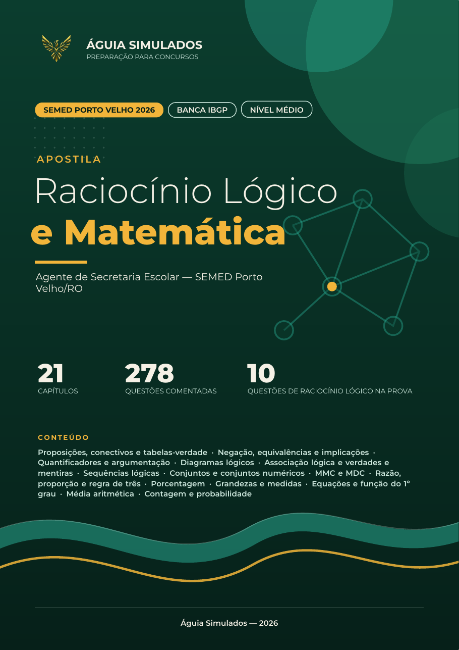Capa da Apostila de Raciocínio Lógico e Matemática — SEMED Porto Velho 2026