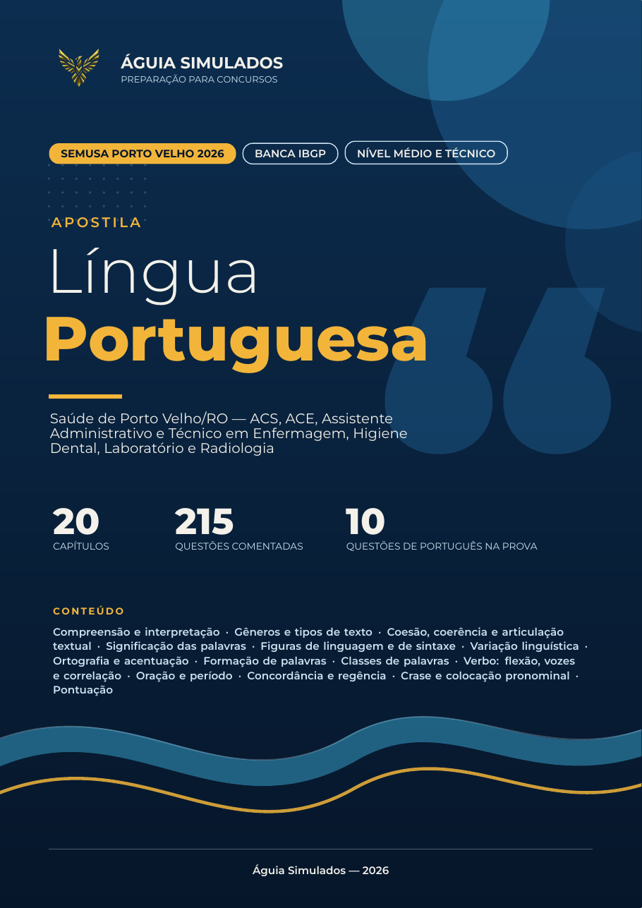 Capa da Apostila de Língua Portuguesa — SEMUSA Porto Velho 2026