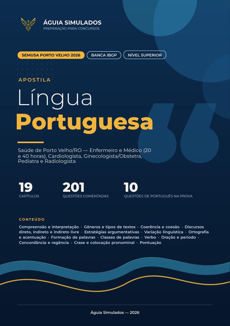 Capa da Apostila de Língua Portuguesa — Enfermeiro, SEMUSA Porto Velho 2026