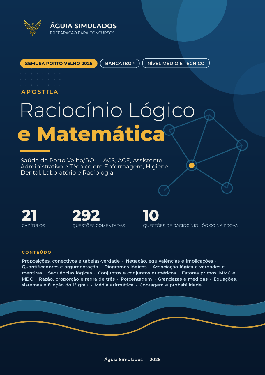 Capa da Apostila de Raciocínio Lógico e Matemática — SEMUSA Porto Velho 2026