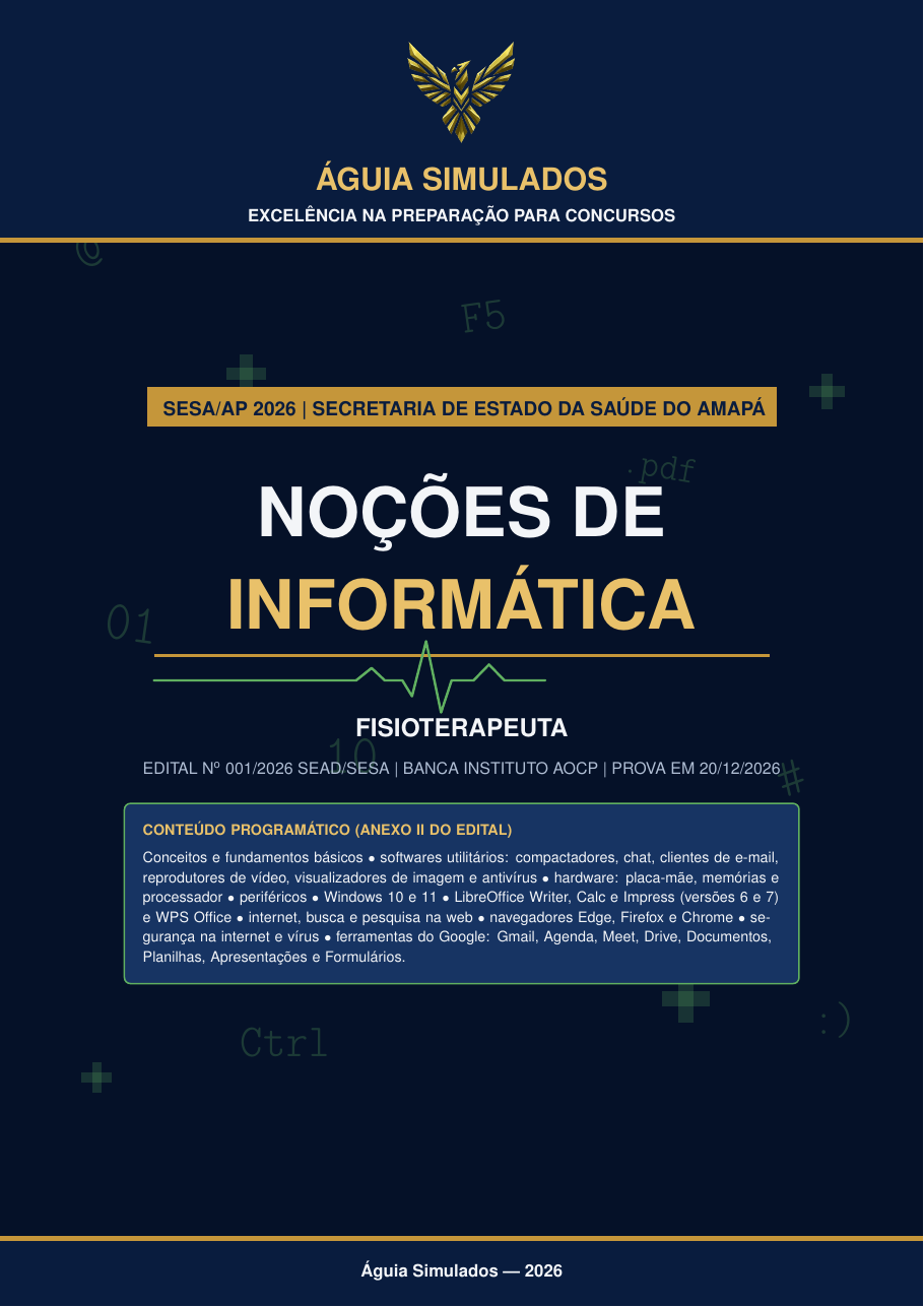 Capa da Apostila de Informática — Fisioterapeuta, SESA AP 2026