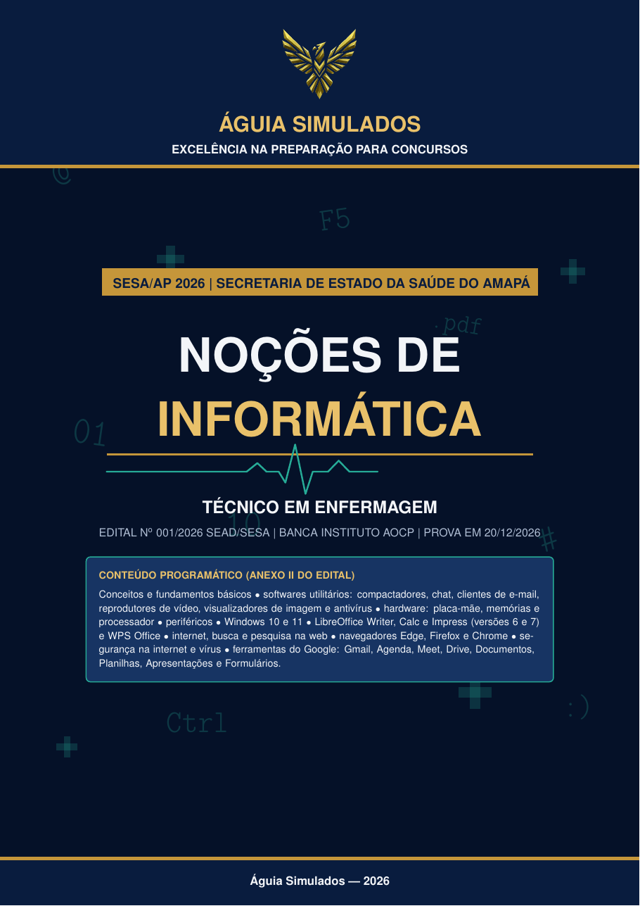 Capa da Apostila de Informática — Técnico em Enfermagem, SESA AP 2026