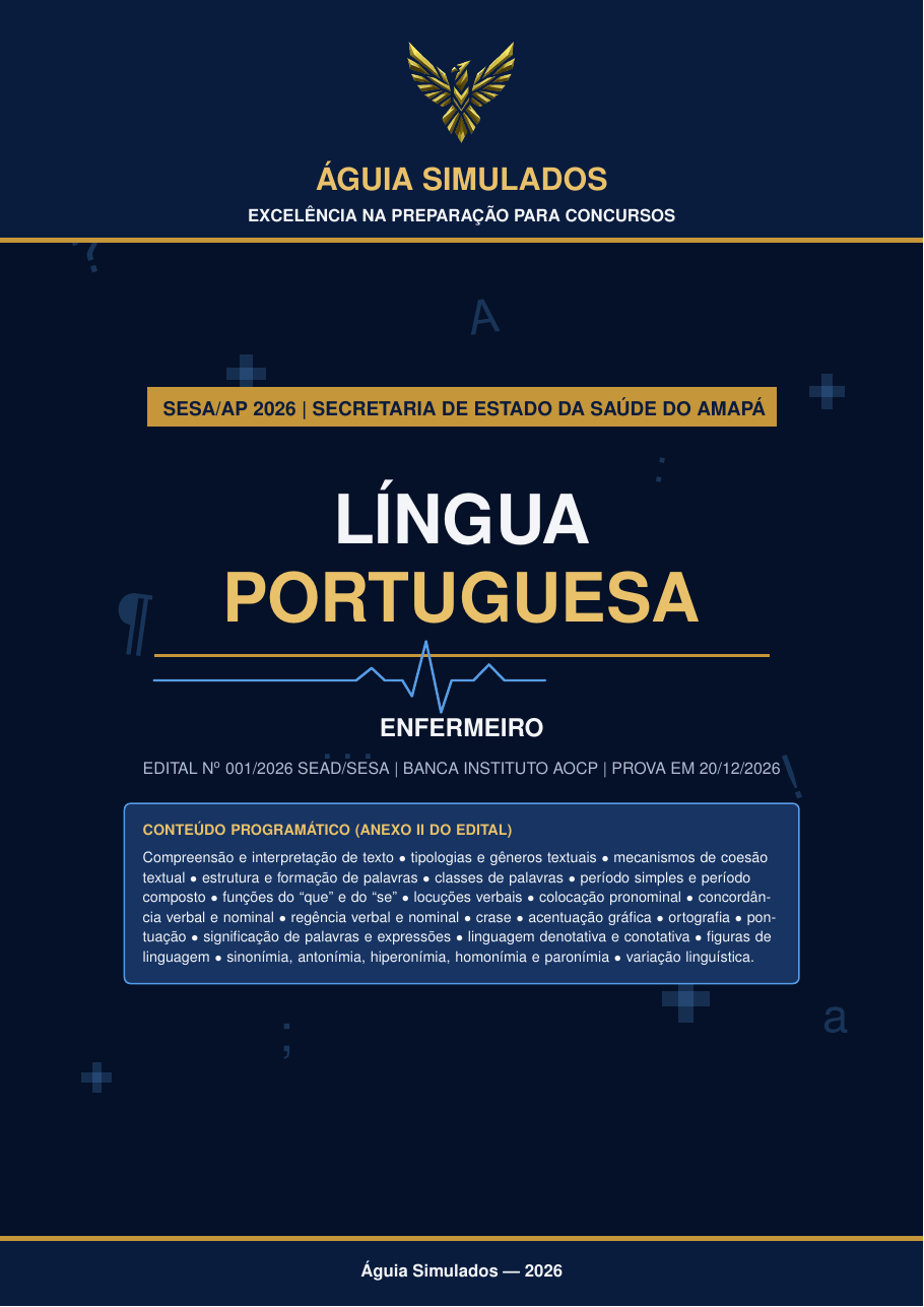 Capa da Apostila de Língua Portuguesa — Enfermeiro, SESA AP 2026