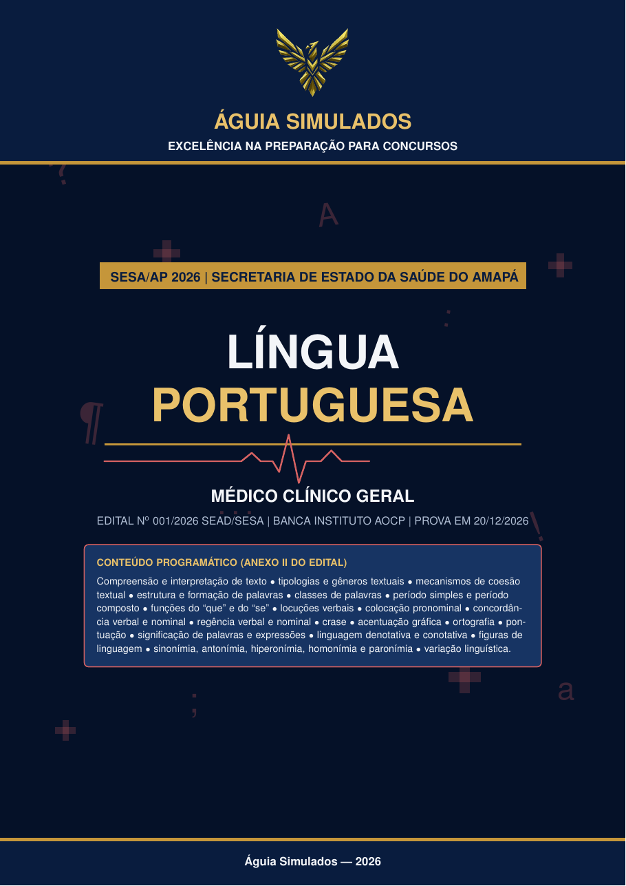 Capa da Apostila de Língua Portuguesa — Médico Clínico Geral, SESA AP 2026