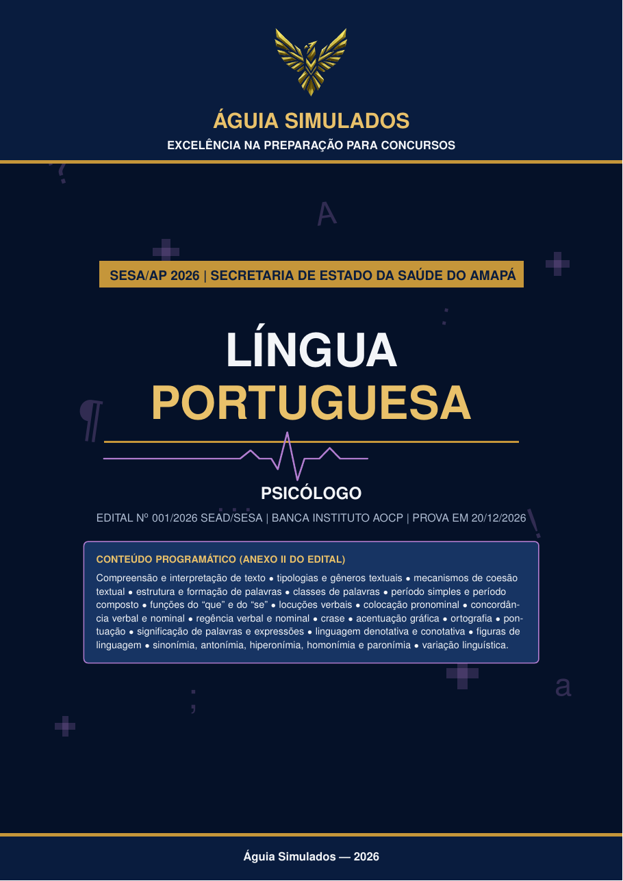 Capa da Apostila de Língua Portuguesa — Psicólogo, SESA AP 2026