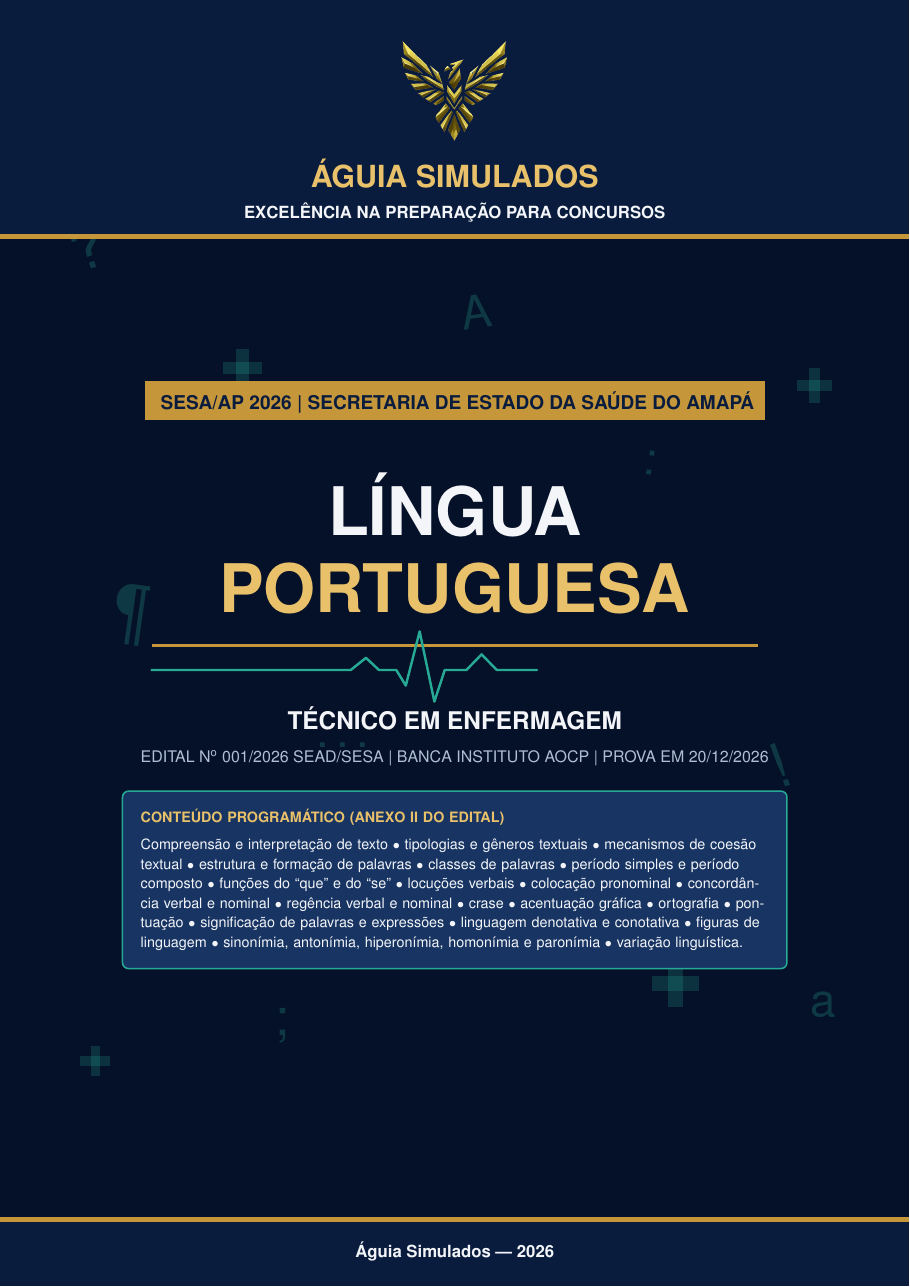 Capa da Apostila de Língua Portuguesa — Técnico em Enfermagem, SESA AP 2026