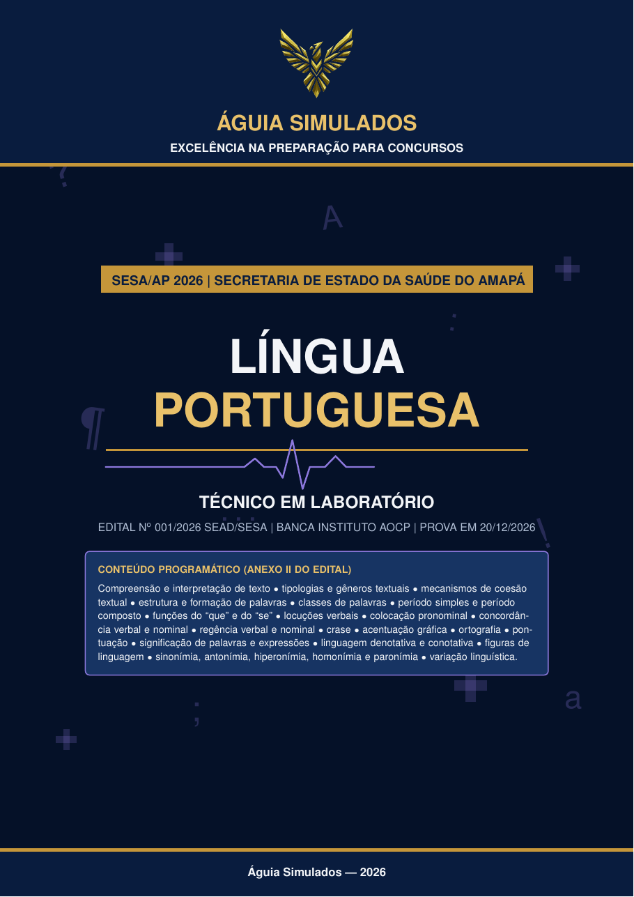 Capa da Apostila de Língua Portuguesa — Técnico em Laboratório, SESA AP 2026