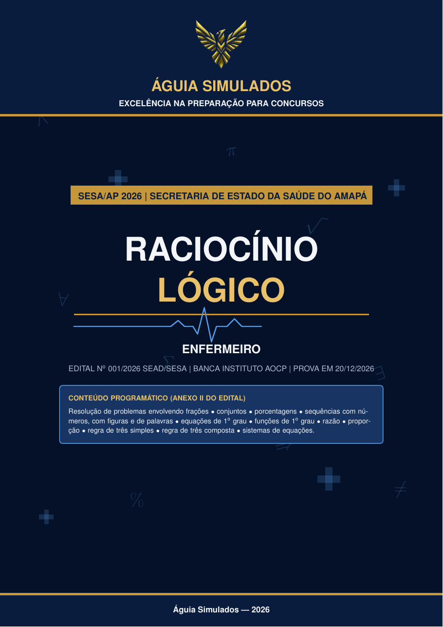 Capa da Apostila de Raciocínio Lógico — Enfermeiro, SESA AP 2026