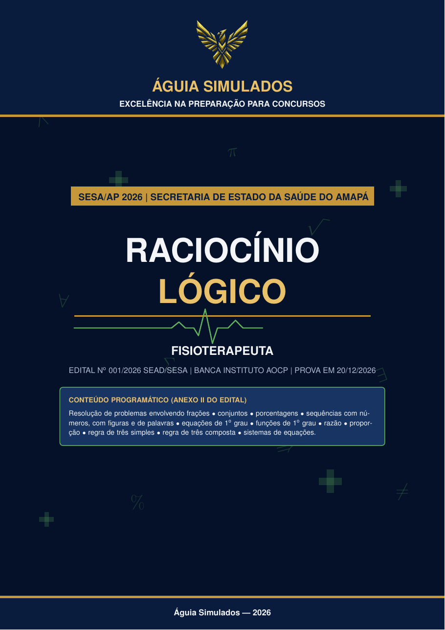 Capa da Apostila de Raciocínio Lógico — Fisioterapeuta, SESA AP 2026