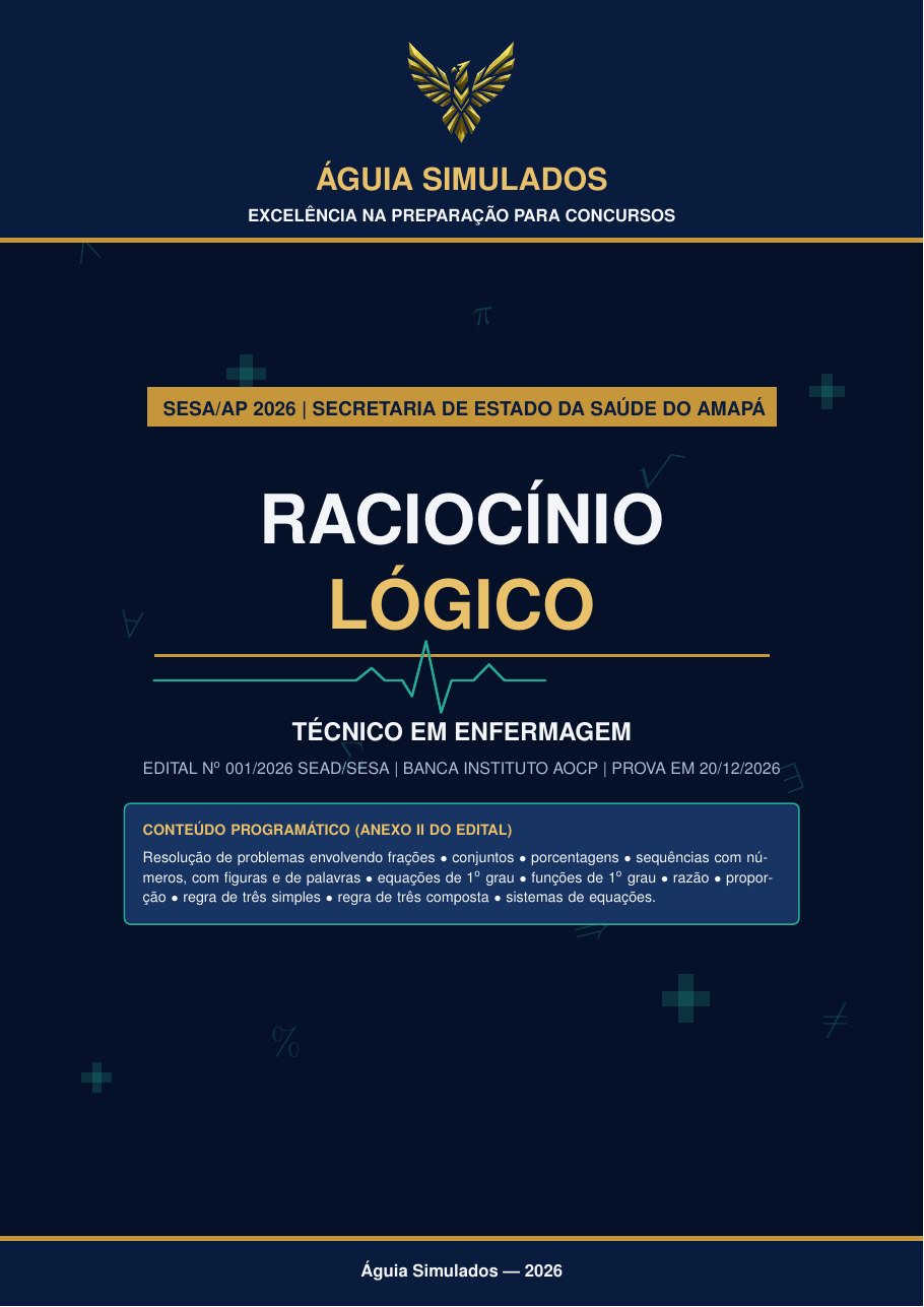 Capa da Apostila de Raciocínio Lógico — Técnico em Enfermagem, SESA AP 2026