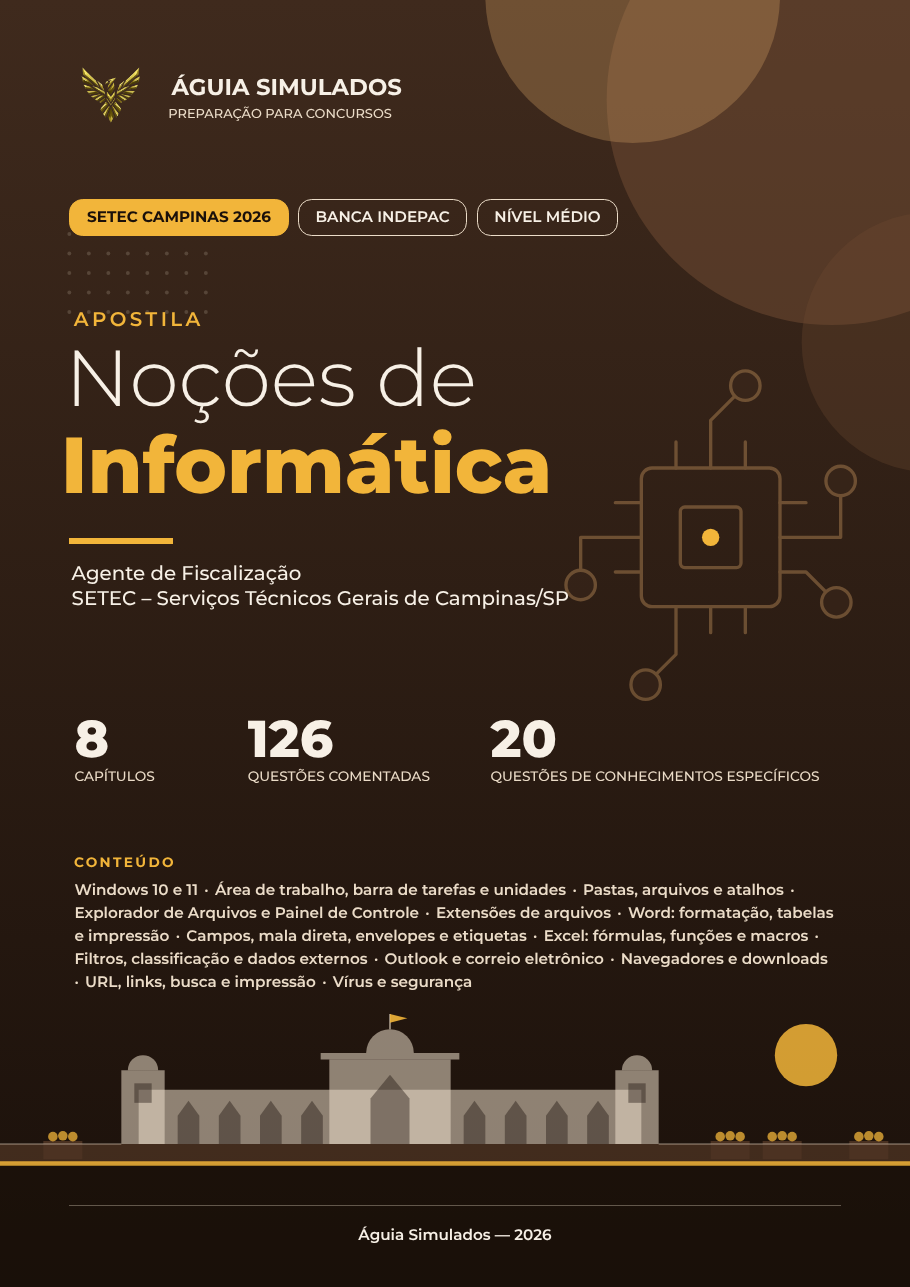 Capa da Apostila de Informática — Agente de Fiscalização, SETEC Campinas/SP 2026