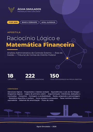 Capa da Apostila de Raciocínio Lógico e Matemática Financeira — TCDF 2026