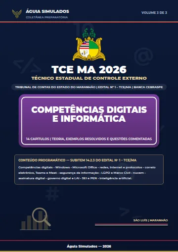 Capa da Apostila de Competências Digitais e Informática, TCE MA 2026